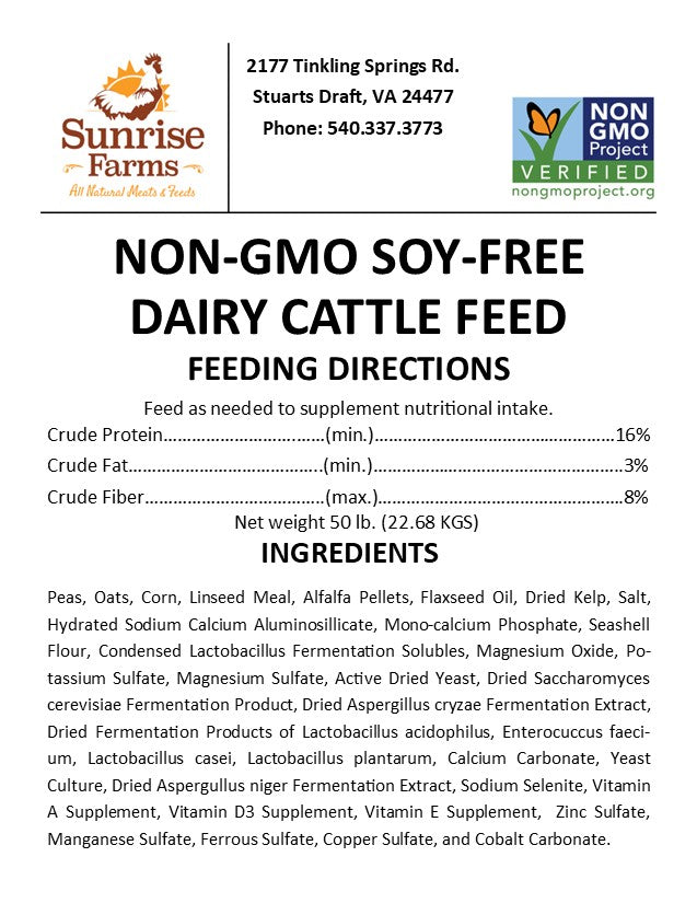 Non-GMO Soy-Free Cattle Feed