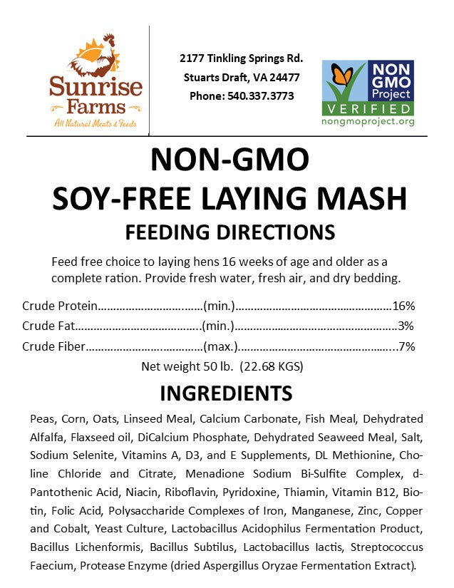 GMO Free Soy Free Layer feed